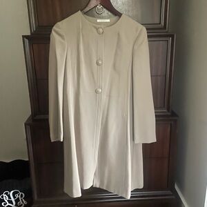 CARLA G Italy beige Crepe elegant  overcoat / duster